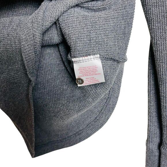 Faded Glory Sweater Womens Small Gray Henley Long Sleeve Thermal Waffle Knit Top - Picture 7 of 9